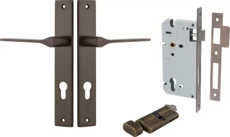 Como Lever - Rectangular Entrance Set - Key / Turn - SB