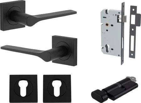 Como Lever - Square Rose Entrance Set - Key / Turn - MB