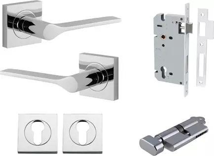 Como Lever - Square Rose Entrance Set - Key / Turn - CP