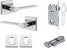 Como Lever - Square Rose Entrance Set - Key / Turn - CP