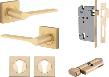 Como Lever - Square Rose Entrance Set - Key / Turn - SC