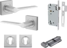 Como Lever - Square Rose Entrance Set - Key / Turn - BB