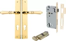 Sarlat Lever - Rectangular Entrance Set - Key / Turn - PB